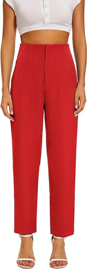 High Waist Dress Pant for Women Business Trousers Work Office Pants with Pockets | Amazon (US)