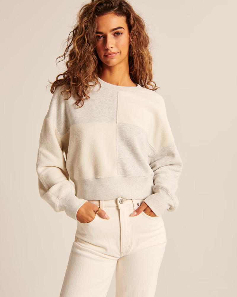 Women's Vintage Wedge Checker Crew Sweatshirt | Women's Tops | Abercrombie.com | Abercrombie & Fitch (US)