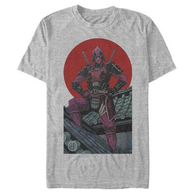 Men's Marvel Deadpool Samurai Warrior  T-Shirt - Athletic Heather - Medium | Target