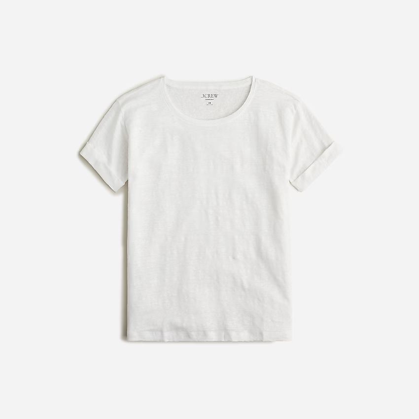 Linen roll-cuff crewneck T-shirt | J.Crew US
