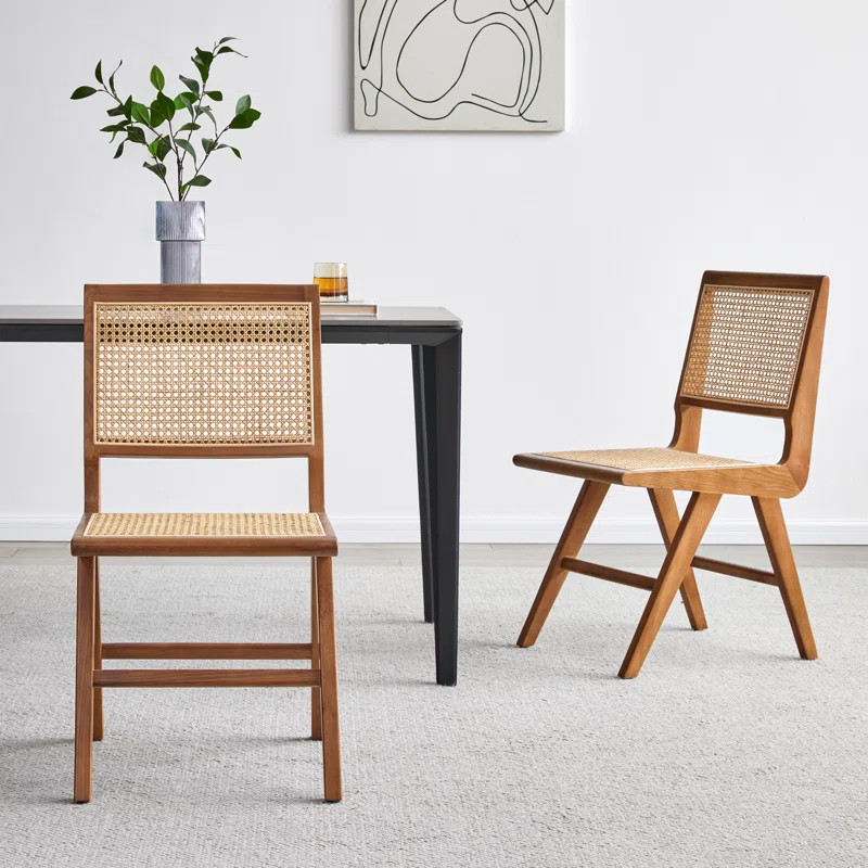 Charlie Solid Wood Cane Back Dining Side Chair (Set of 2) | Wayfair North America
