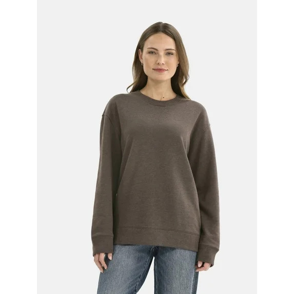 Time and Tru Women's and Women's Plus Crewneck Sweatshirt with Long Sleeves, Sizes XS-4X | Walmart (US)