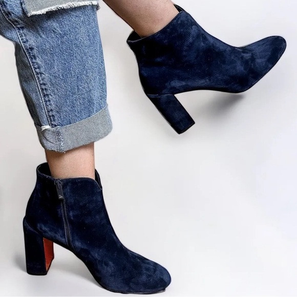 Christian Louboutin Navy Blue Suede Ankle Boots | Poshmark