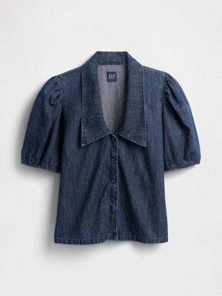 Denim Puff-Sleeve Collared Shirt | Gap (US)