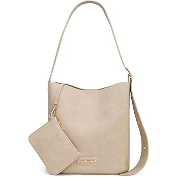 Medium Hobo Bags for Women with Coin Purse, Soft PU Leather Bucket Shoulder Ladies Handbag with A... | Amazon (US)