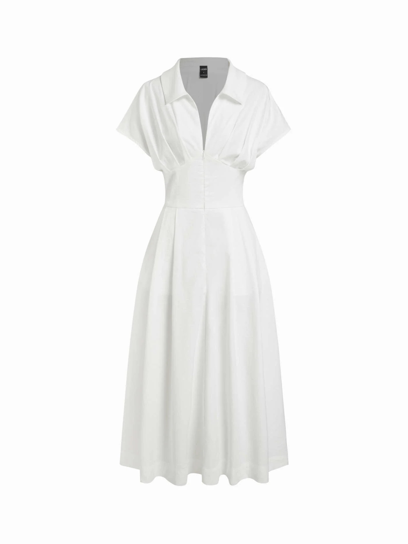 Woven Short Sleeve Draped Pocket Flared Maxi Dress For Daily Casual Work | Cider
