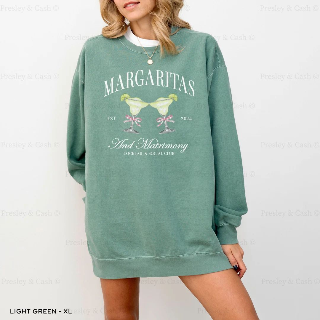 Margaritas and Matrimony Bachelorette Sweatshirt Custom Social Club Crewneck Tequila Bachelorette... | Etsy (US)