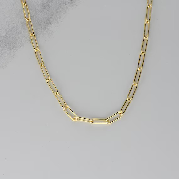 Chain Necklace, Paperclip Necklace, Chain Link Necklace, Gold Chain Necklace, Gold Link Chain, Mi... | Etsy (US)