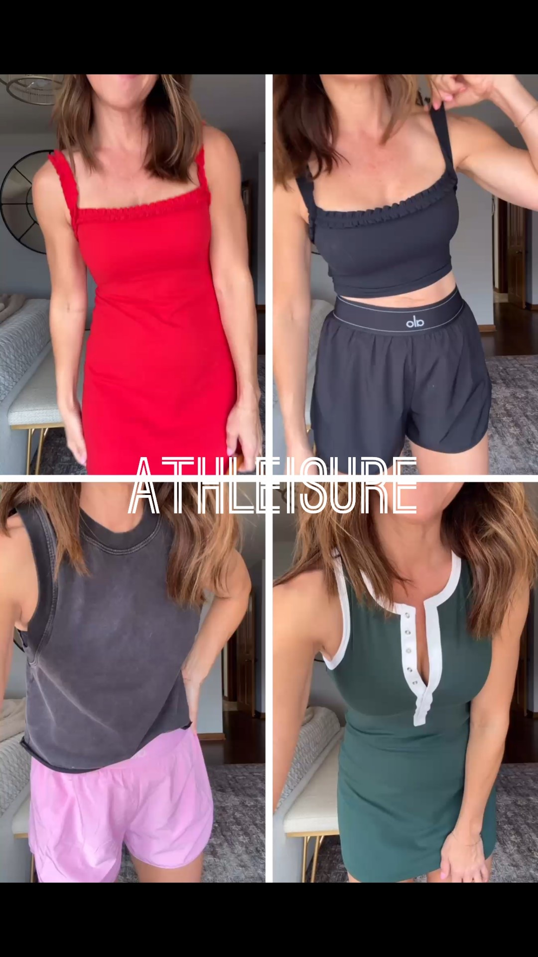 BOGO 50% off Abercrombie
Athleisure/athletic vibes im loving. 
Easy dresses that work at sporting events, vacation, or running errands. 
XS in all pieces here. Might size up to small in dresses for a little more length. 
Alo shorts - xs 

#LTKSaleAlert #LTKmomlife #LTKOver40