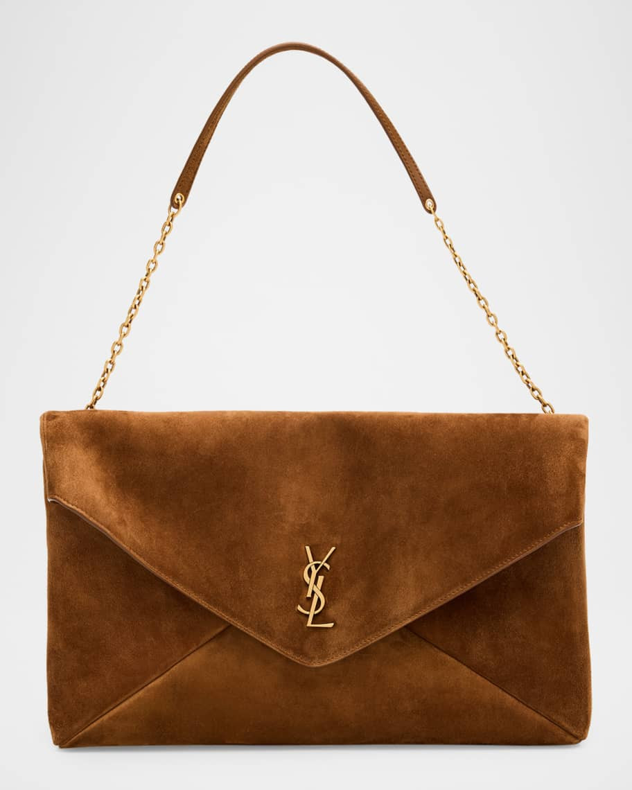 YSL Envelope Flap Shoulder Bag in Suede | Neiman Marcus