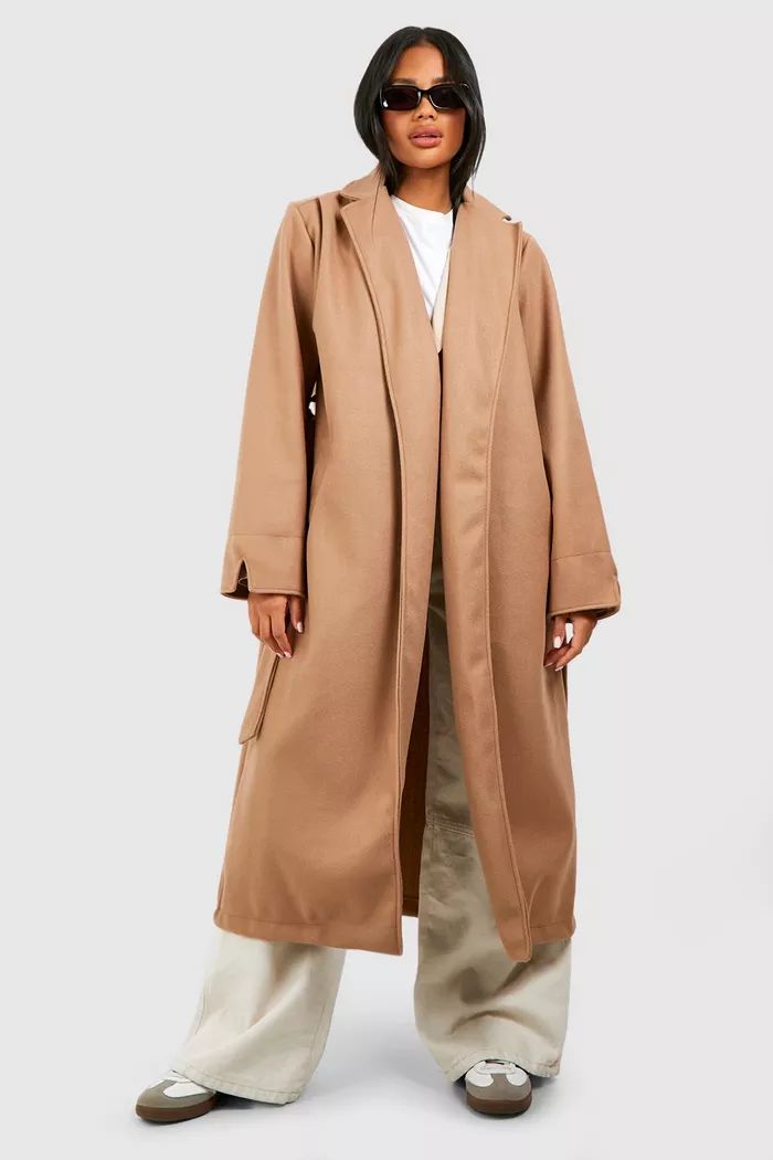Oversized Maxi Belted Coat | boohoo (US & Canada)