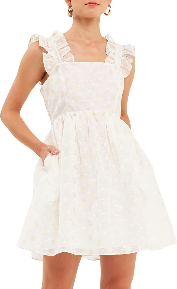 English Factory Floral Embroidery Organza Mini Dress | Amazon (US)