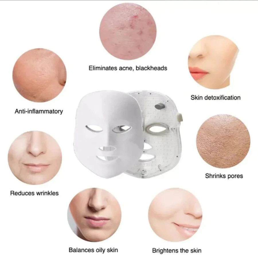 LED 7 Color Light Therapy Mask Facial Skin Care Mask Skin Rejuvenation Home Face Lifting Whining Beauty Device Face Skin Treatment | Shop Simon