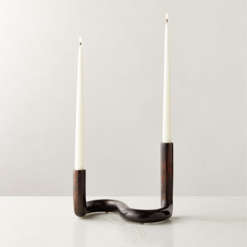 Freya Bronze Taper Candle Holder + Reviews | CB2 | CB2