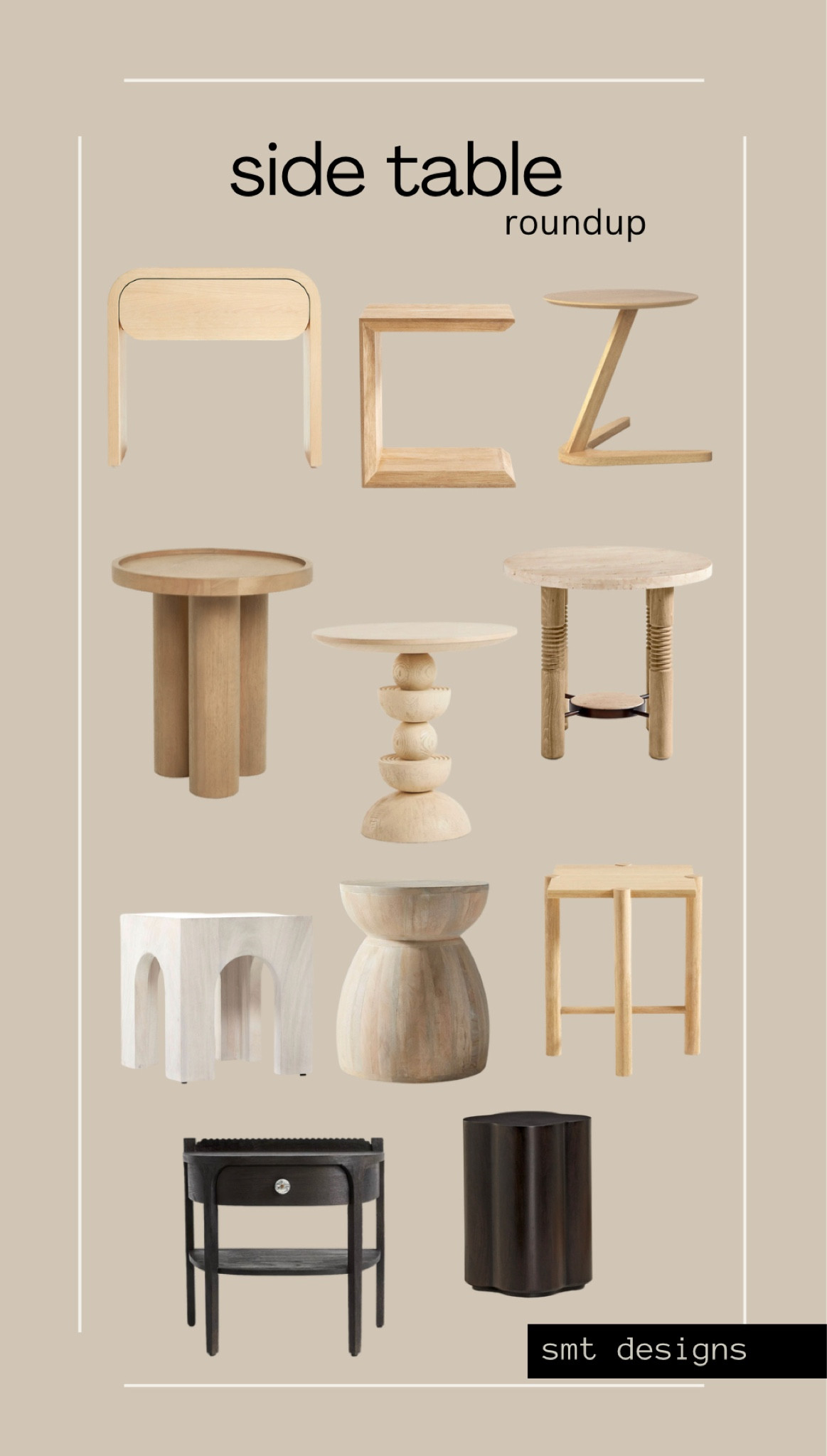 A roundup of side tables! Round leg side table, wood side table, black side table, modern side table, organic side table, wabi sabi

#LTKSeasonal #LTKhome