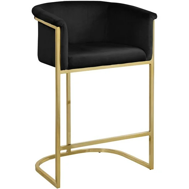 27"H Velvet Counter Stool in Black | Walmart (US)