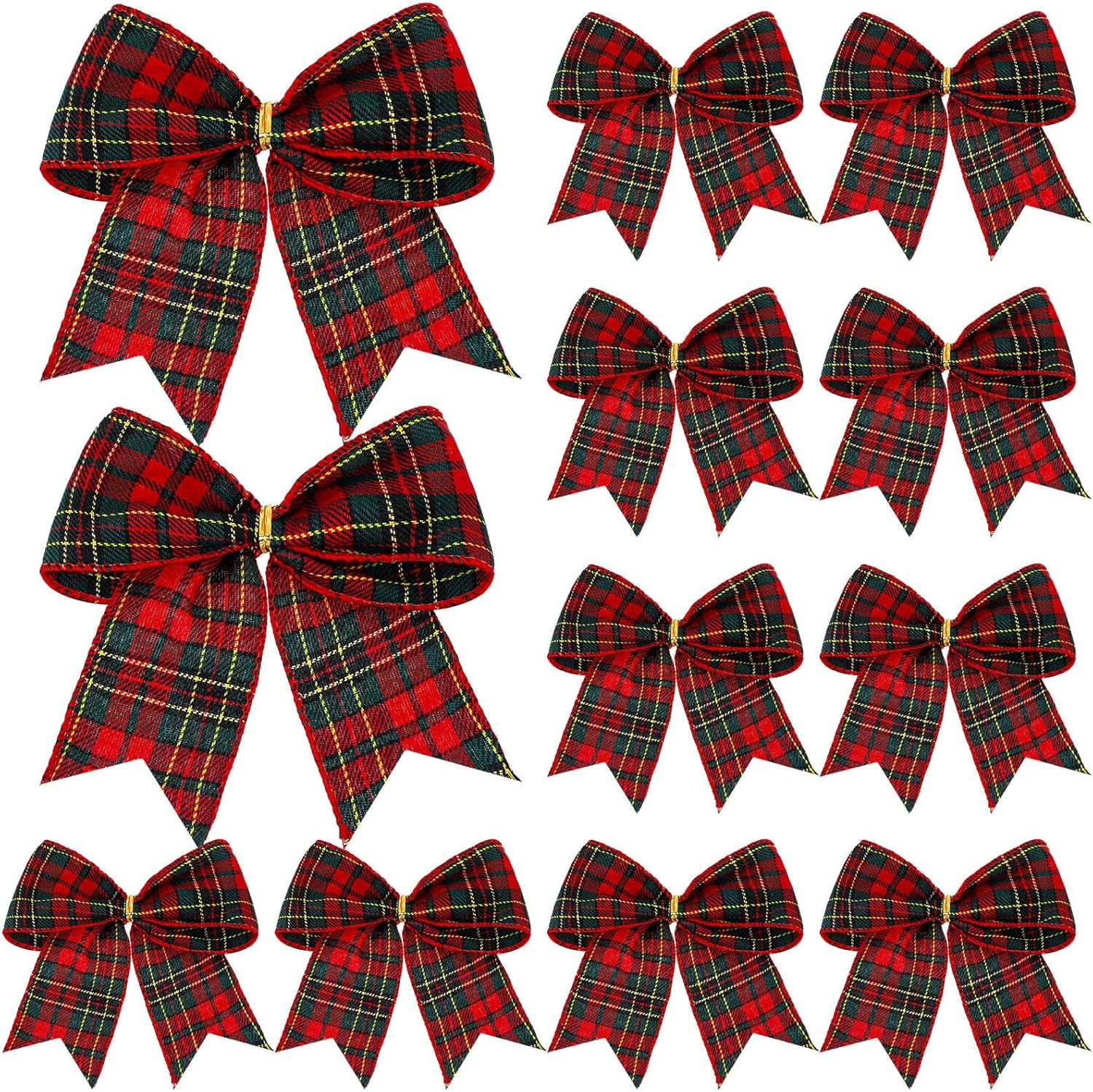 Jetec 12 Pcs Christmas Buffalo Plaid Bows Decorations 6 Inch Christmas Check Plaid Bows Tie Bows ... | Amazon (US)