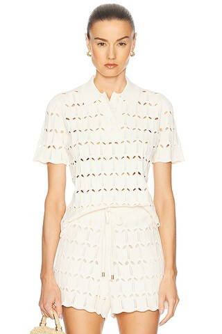 Rhiannon Pointelle Polo Top | FWRD 