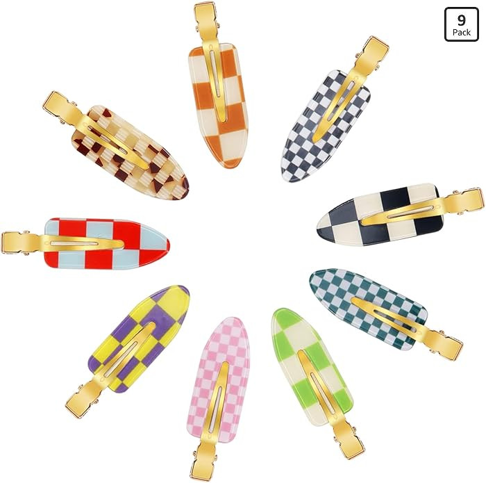9PCS No Bend Hair Clips, Checkerboard No Crease Hair Clips Curl Pins, Acrylic Resin Flat Styling ... | Amazon (US)