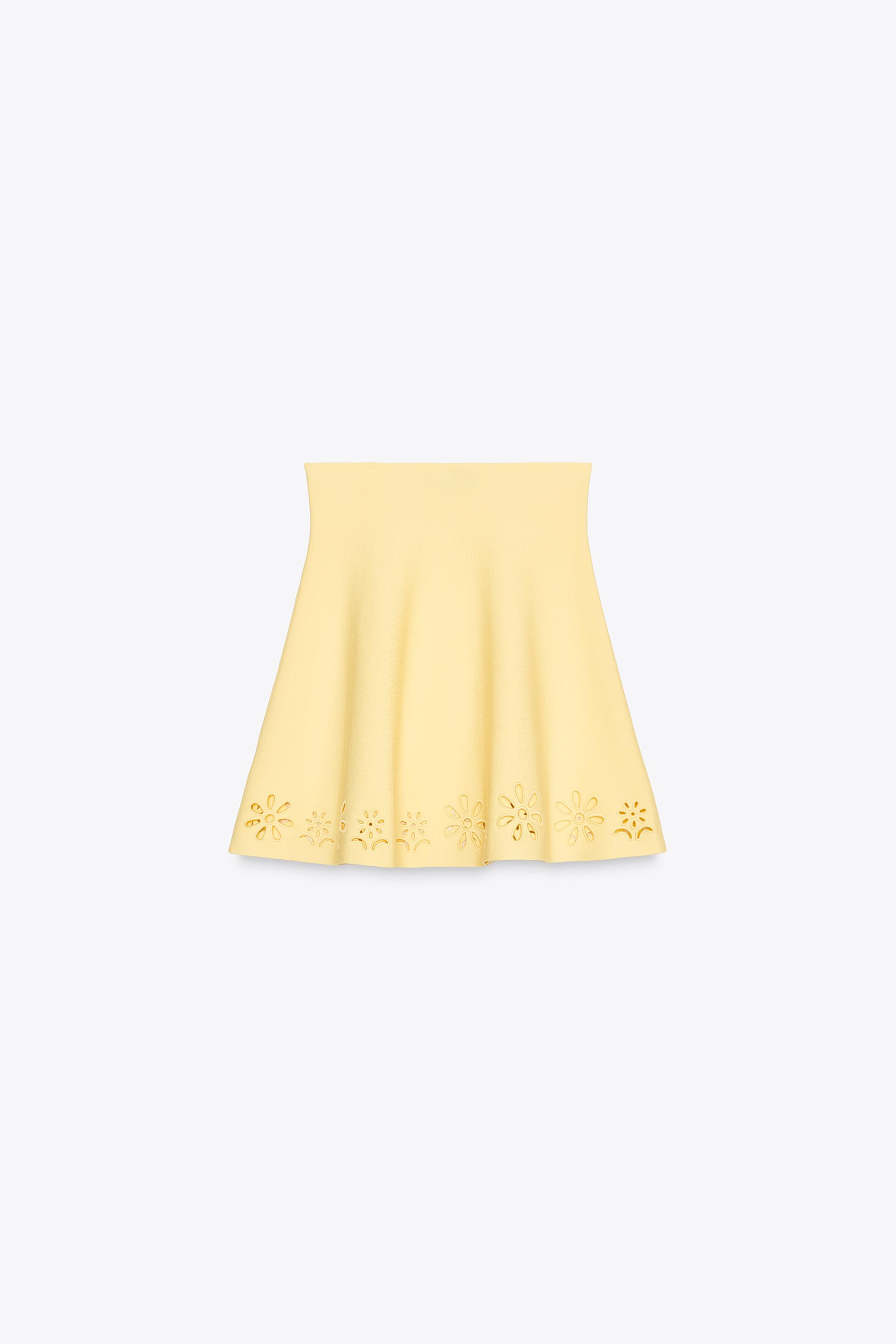 EYELET EMBROIDERED KNIT MINI SKIRT | Zara US