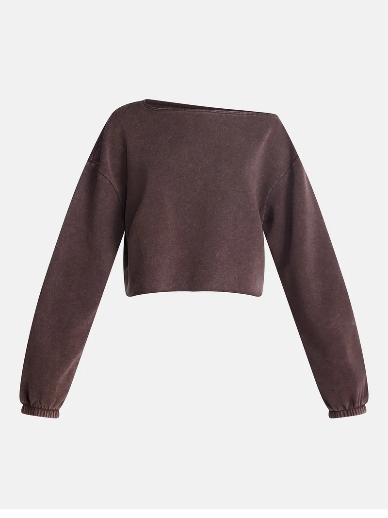 No Boundaries Mineral Wash Off the Shoulder Sweatshirt, Women's XXS-XXL | Walmart (US)