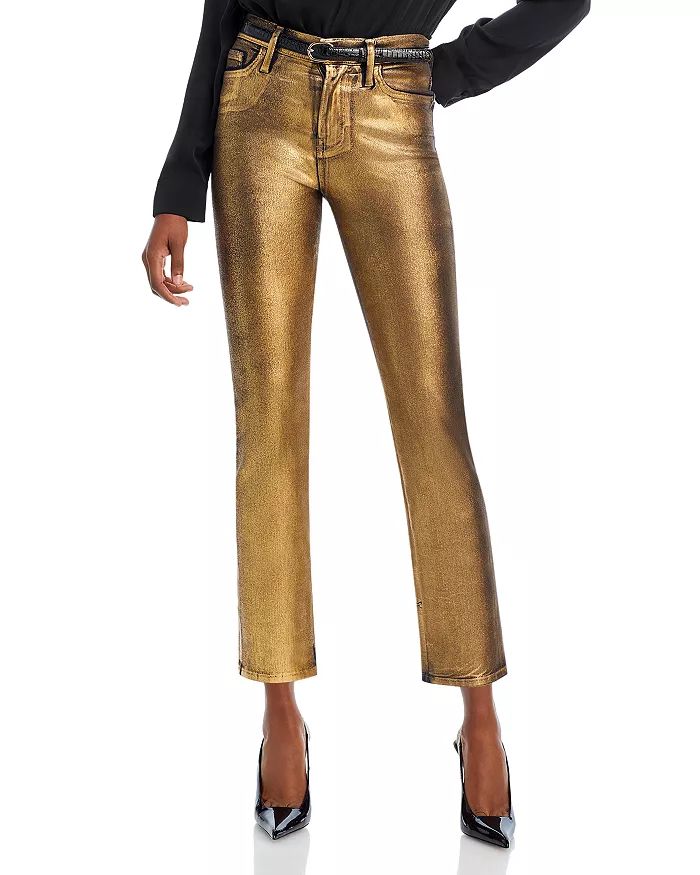 Le High Straight Leg Cropped Jeans in Gold Chrome | Bloomingdale's (US)