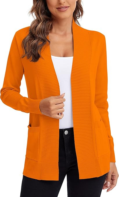 Urban CoCo Women's Lightweight Open Front Knit Cardigan Sweater Long Sleeve with Pocket | Amazon (US)