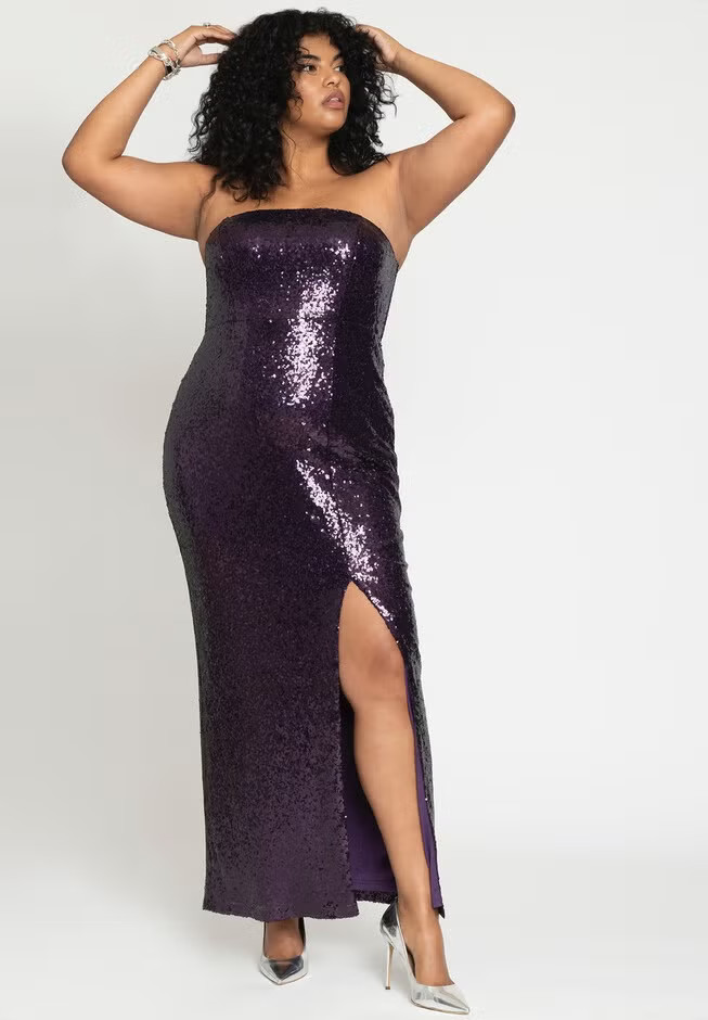 Sequin Gown with Slit | Eloquii