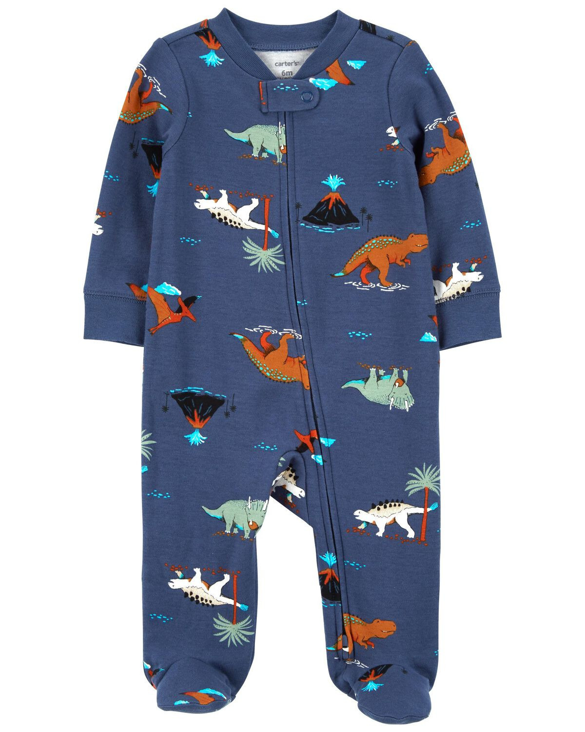Navy Baby Dinosaurs 2-Way Zip Cotton Sleep & Play Pajamas | carters.com | Carter's