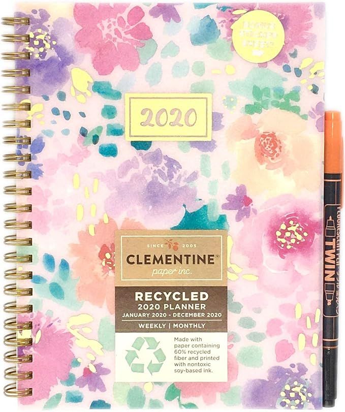 Clementine January 2020 - December 2020 Spiral Plastic Cover Weekly/Monthly 6” x 8” Planner a... | Amazon (US)