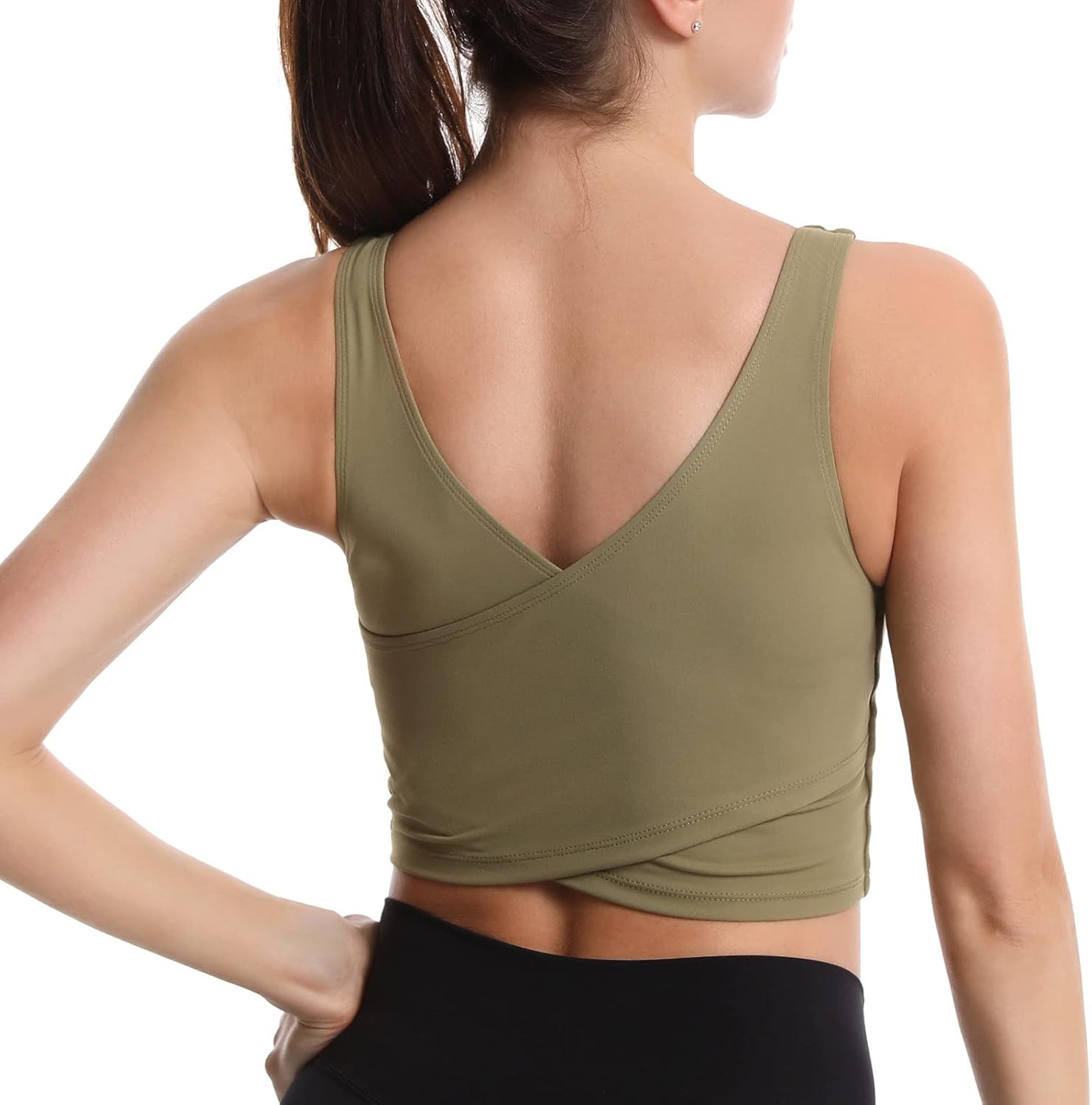 MATHACINO Longline Sports Bras for Women, V-Neck Workout Padded Sports Yoga Bra Aesthetic Sports ... | Amazon (US)