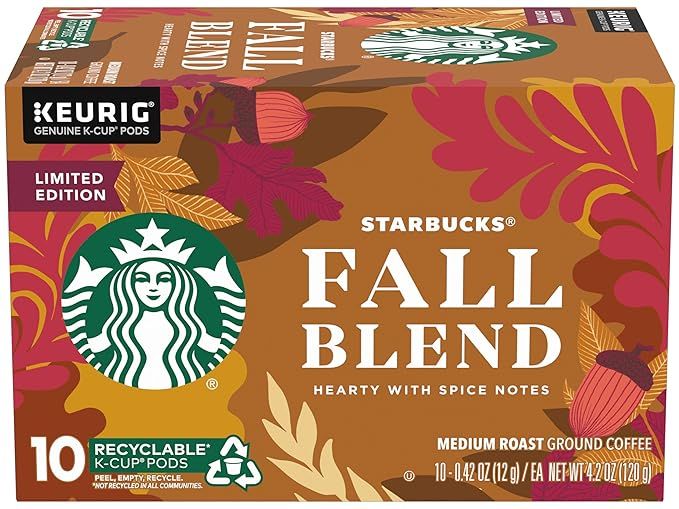 Fall Blend Medium Roast Coffee Single Serve Pods for Keurig Brewers, 1 box of 10 | Amazon (US)