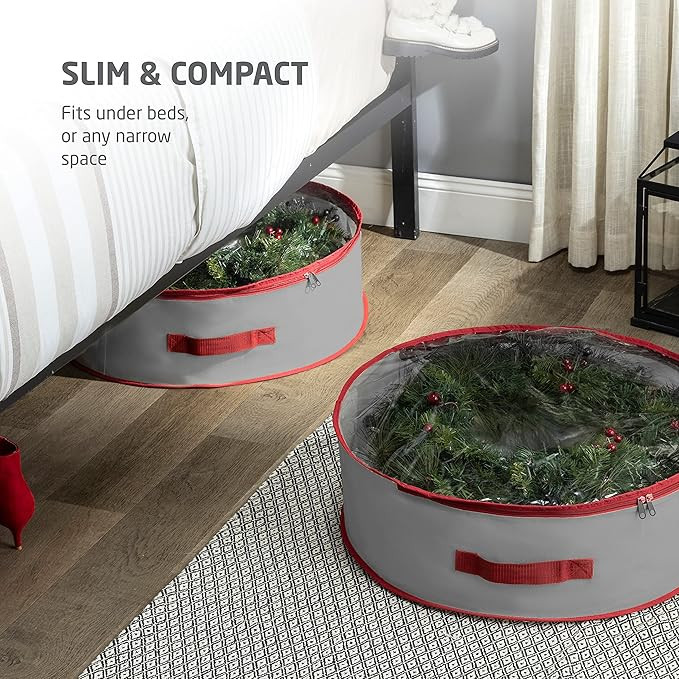 ZOBER 2-Pack Christmas Wreath Storage Container Clear Top 24-Inch, Breathable Non-Woven Material ... | Amazon (US)
