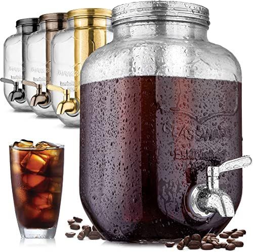 Amazon.com: 1 Gallon Cold Brew Coffee Maker with EXTRA-THICK Glass Carafe & Stainless Steel Mesh ... | Amazon (US)