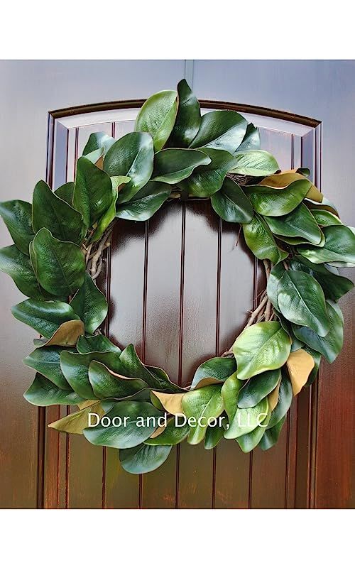 Handmade Magnolia Leaf Wreath for Front Door or Interior Home Decor in Multiple Sizes Farmhouse S... | Amazon (US)