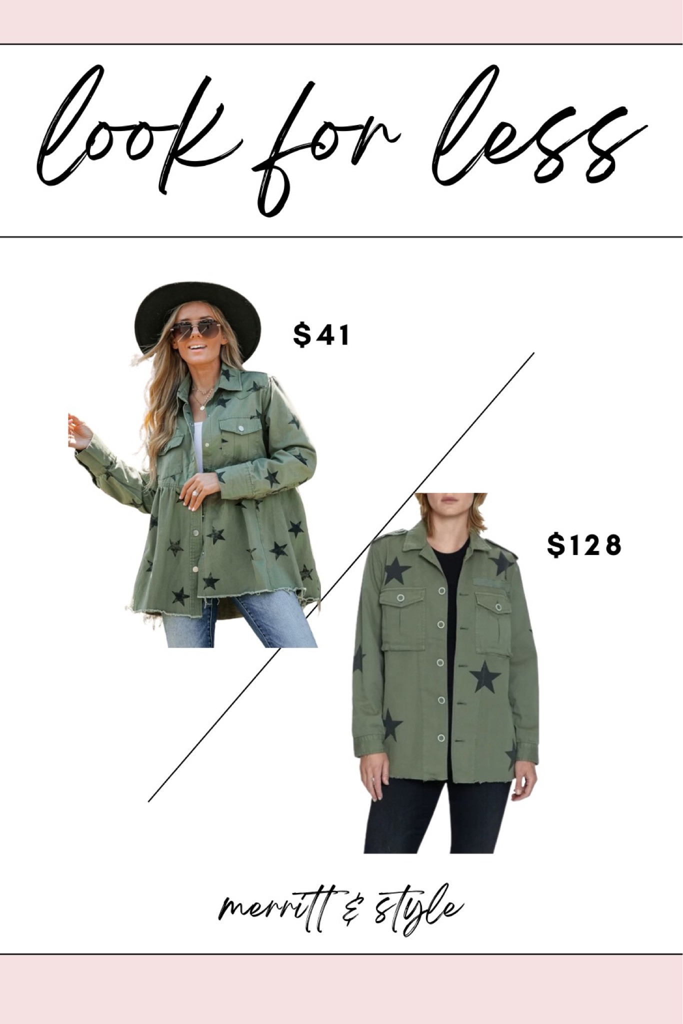 Look for less 
Utility jacket 
Stars 
Nordstrom 
Pistola 

#LTKstyletip #LTKfindsunder50 #LTKfindsunder100