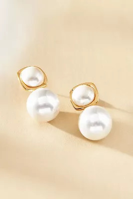 Pearl Bezel Drop Earrings | Anthropologie (US)