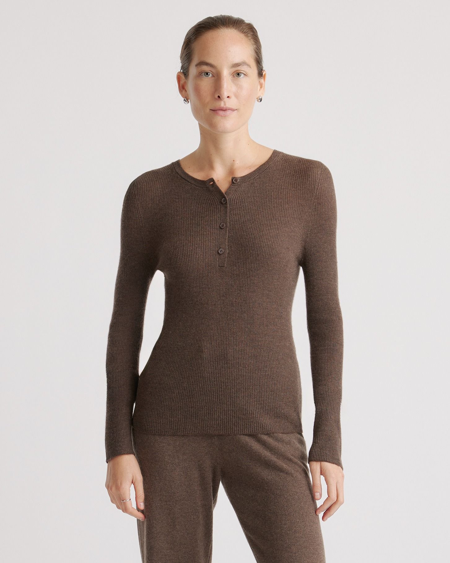 Featherweight Cashmere Ribbed Henley Sweater | Quince