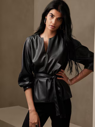 Casale Vegan Leather Top | Banana Republic Factory