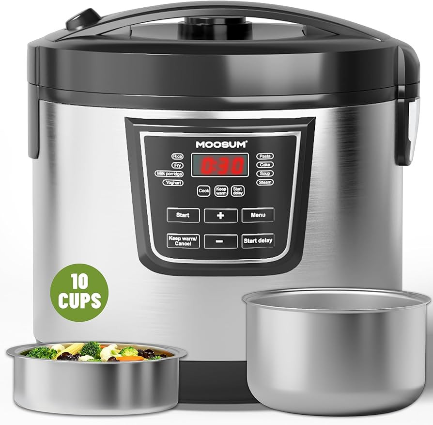 20 Cup Cooked (10 cup uncooked) Rice Cooker with 8 Functions, Healthy Cooking Stainless Steel Pot... | Amazon (US)