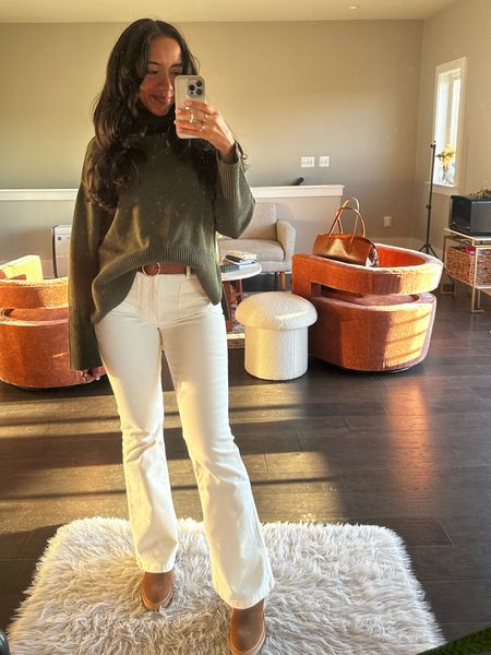 The comfiest corduroy pants from Gap! TTS, sweater is truly oversized I am wearing a S

#LTKstyletip #LTKSeasonal #LTKHolidaySale