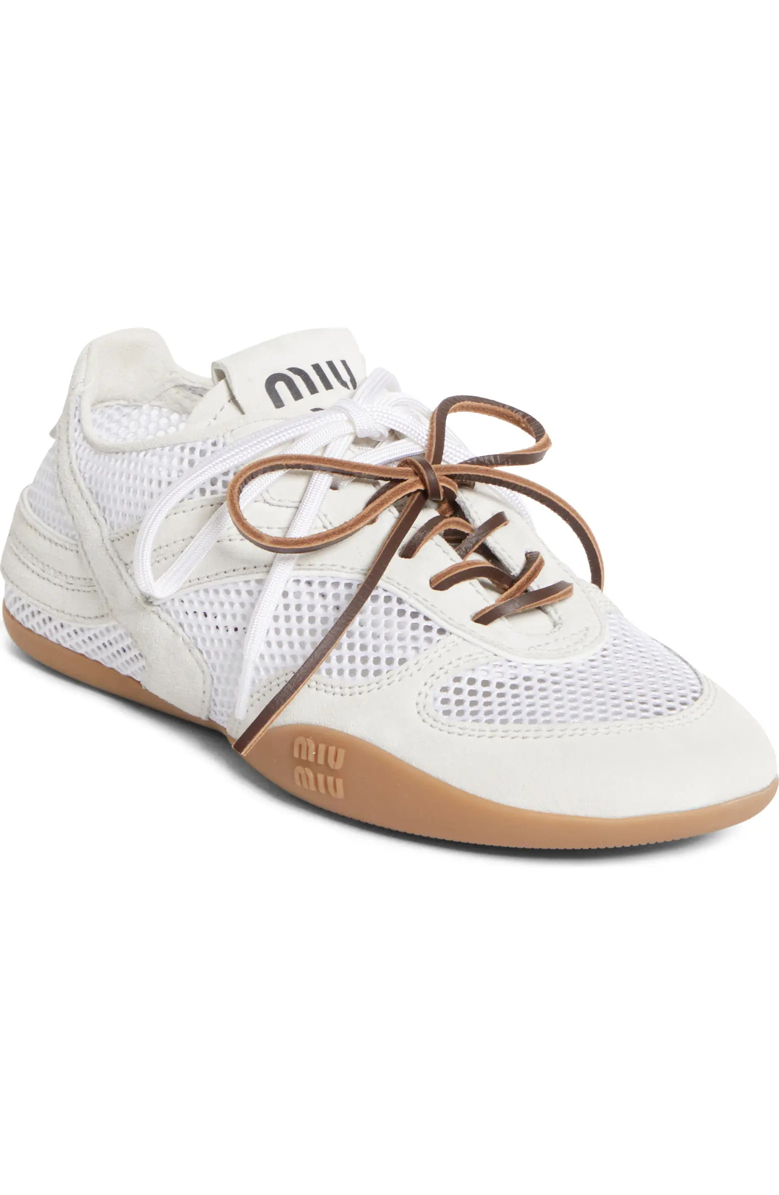 Miu Miu Gymnasium Mixed Media Low Top Sneaker (Women) | Nordstrom | Nordstrom