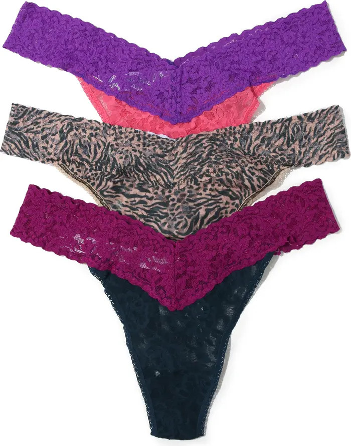 Original Rise Stretch Lace Thong Panties - Pack of 3 | Nordstrom Rack