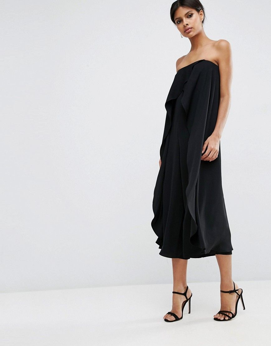 ASOS Bandeau Jumpsuit with Ruffle Overlayer - Black | Asos ROW