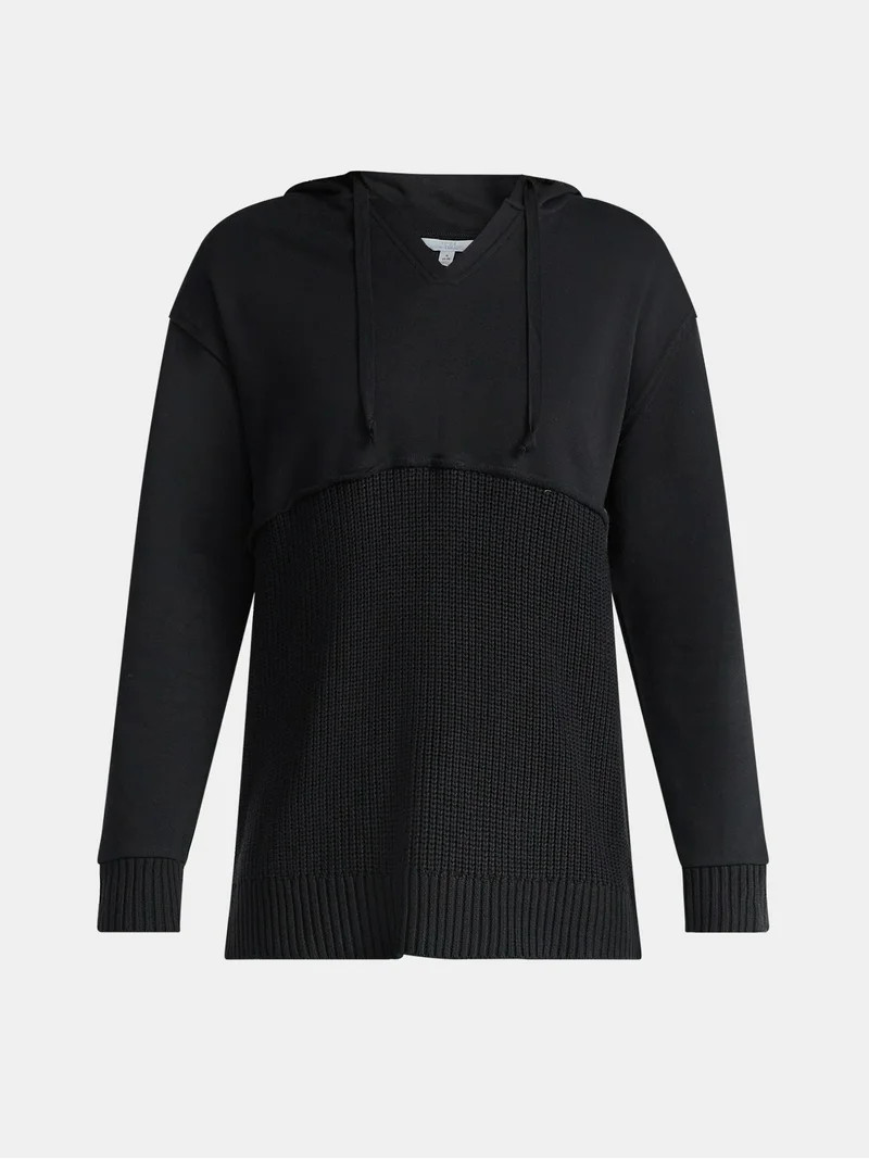 Time and Tru Women's Mixed Media Hoodie, Sizes XS-XXXL | Walmart (US)