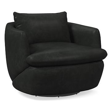 Crescent Leather Grand Swivel Chair | West Elm (US)