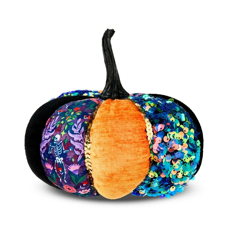 Vintage Sequin Pumpkin Tabletop Decor, Multicolor, 6.75", Halloween by Way To Celebrate - Walmart... | Walmart (US)