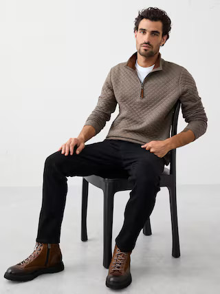 Quilted Knit Half-Zip Pullover | Banana Republic Factory