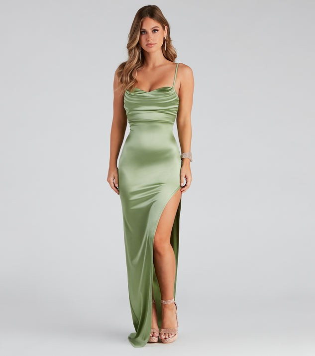 Lola High Slit Satin Dress 2 | Windsor Stores