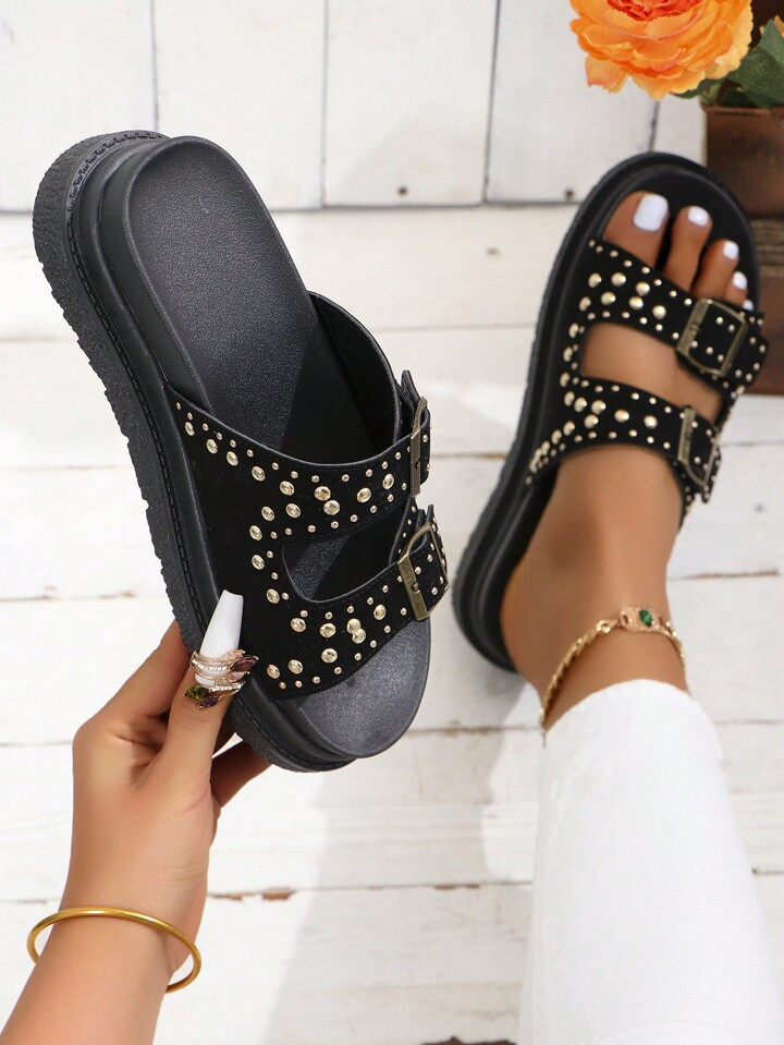 2024 Spring Plus Size Womens Shoes European American Thick Sole Outdoor Beach Sandals | SHEIN